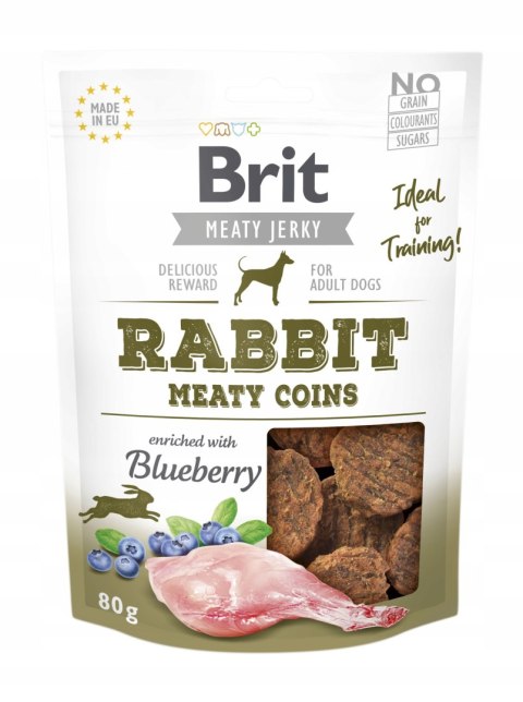 Brit Jerky Rabbit MEATY COINS 80g przysmaki z królikiem