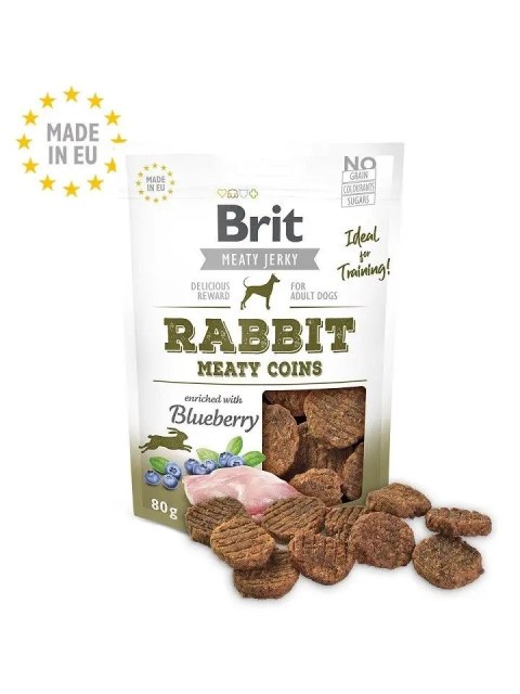 Brit Jerky Rabbit MEATY COINS 80g przysmaki z królikiem