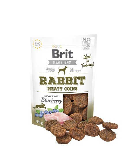 Brit Jerky Rabbit MEATY COINS 80g przysmaki z królikiem