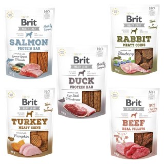 Brit Jerky Snack ZESTAW NAJLEPSZE SMAKI 5 X 80g krolik kaczka dziczyzna