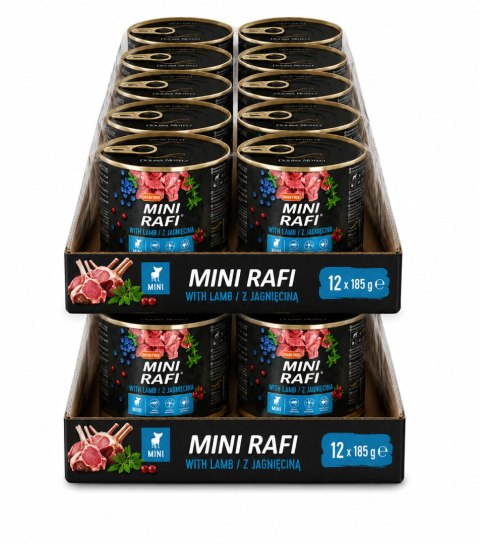 DOLINA NOTECI MINI RAFI Mokra karma dla psa puszka z jagnięciną 24x185g