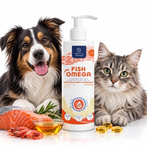 HippoVet Pharmacy Omega Fish 250 ml - Omega-3 z łososia i kryla dla psa i kota