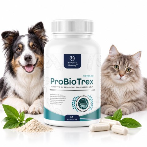 HippoVet ProBioTrex Cat&Dog 50 kapsułek - probiotyk i postbiotyk dla psa i kota