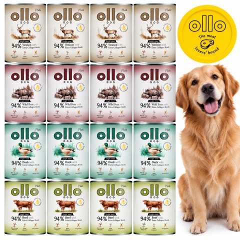 OLLO PLUS KOLAGEN MIX SMAKÓW 16x400 g - monobiałkowa karma mokra dla psa