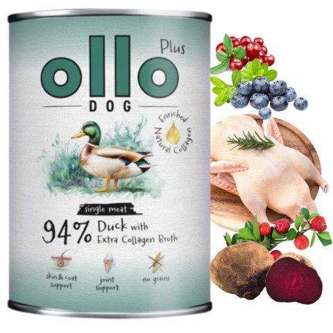 OLLO Plus Kolagen Mix 6 x 400 g Jeleń Kaczka Jagnięcina monobiałkowa karma