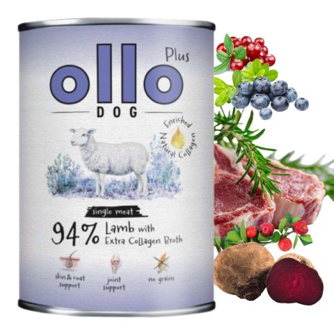 OLLO Plus Kolagen Mix 6 x 400 g Jeleń Kaczka Jagnięcina monobiałkowa karma