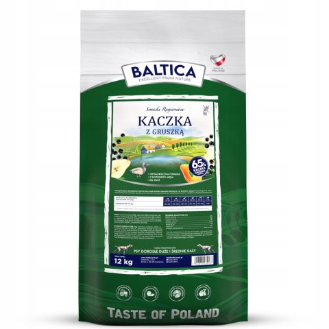 PAKIET Baltica Kaczka z Gruszką 12KG + 12x400 dla psa dorosłego pyszna
