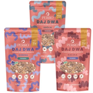 PERRO Daj Dwa 3x85g Królik Konina Kaczka Przysmaki Treningowe dla Psa