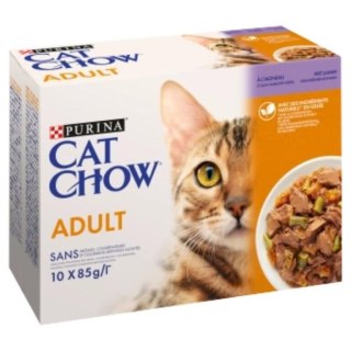 PURINA Cat Chow Adult Jagnięcina Fasolka 10x85g 7+3 GRATIS