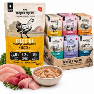 Pakiet Próbny Wiejska Zagroda Karma Mokra Kot Fileciki MIX 18x85g 6 Smaków