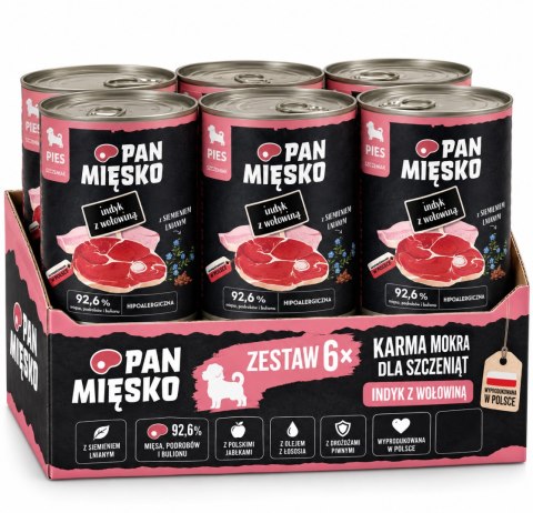 Pan Mięsko Indyk z wołowiną PUPPY 6X400 mokra karma dla szczeniąt