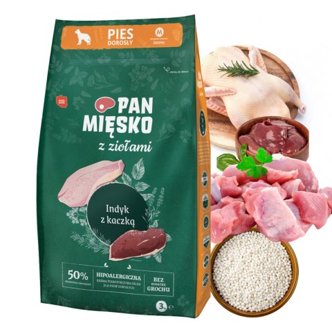 Pan Mięsko z Ziołami 2x3kg Wołowina Królik Indyk Kaczka Karma dla Psa