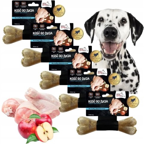 Syta Micha Kości do Żucia 5x13cm Mega Zestaw DLA WRAŻLIWYCH Z WĘGLEM