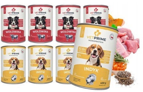 VETPRIME Monoprotein 8x400g Indyk + Wołowina Karma dla Psa