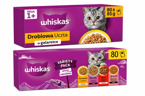 WHISKAS MEGA ZESTAW 160 SASZETEK × 85 G - 2 DUŻE BOXY