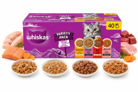 WHISKAS Variety Pack mokra karma dla kota w sosie i galaretce 40 x 85g