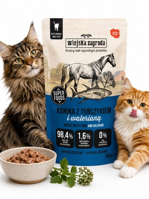 Wiejska Zagroda Fileciki Konina z tuńczykiem i walerianą 12 x 100g 1,2kg