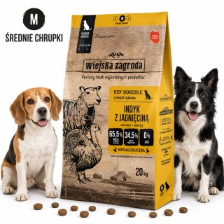 Wiejska Zagroda Karma sucha dla psa Indyk z jagnięciną (dorosły) chrupki M 20kg