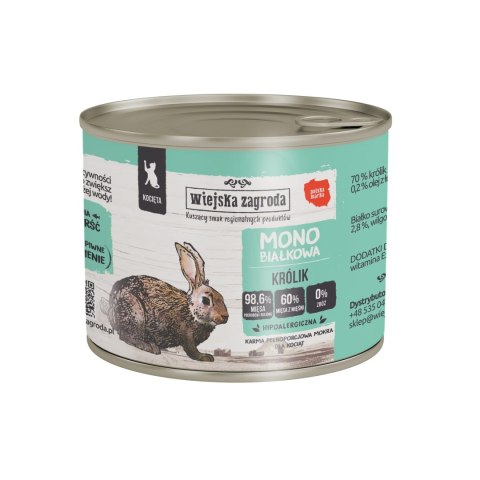 Wiejska Zagroda karma mokra dla kociąt Monoproteinowa Królik 12X200g