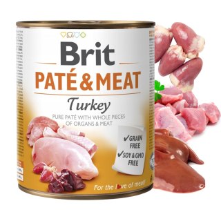 ZESTAW - BRIT PATE&MEAT TURKEY 12X800g indyk z serduszkami i wątróbką