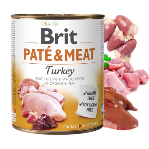 ZESTAW - BRIT PATE&MEAT TURKEY 12X800g indyk z serduszkami i wątróbką