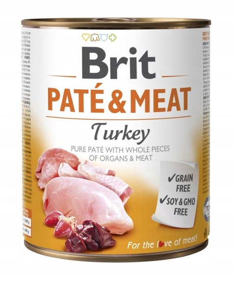 ZESTAW - BRIT PATE&MEAT TURKEY 24X800g indyk z serduszkami i wątróbką
