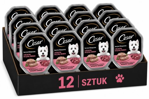 ZESTAW Cesar Pasztet Karma Mokra dla Psa Cielęcina Drób 12x150g
