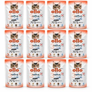ZESTAW OLLO CAT - Łosoś 12X85g Nr 3 - MOKRA KARMA DLA KOTA