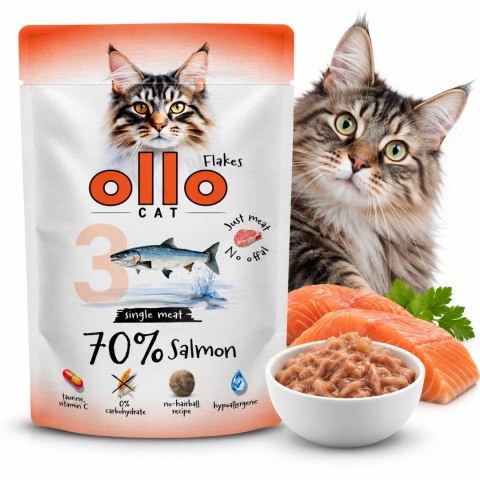 ZESTAW OLLO CAT - Łosoś 12X85g Nr 3 - MOKRA KARMA DLA KOTA