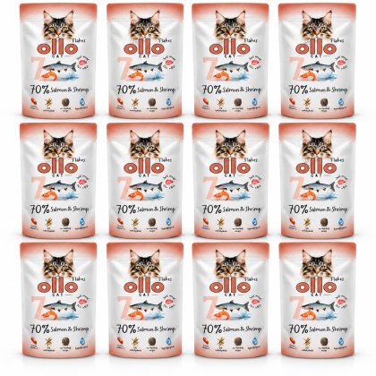 ZESTAW OLLO CAT Łosoś i Krewetki 12X85 g Nr 7 - Mokra Karma dla Kota 70% Mięsa