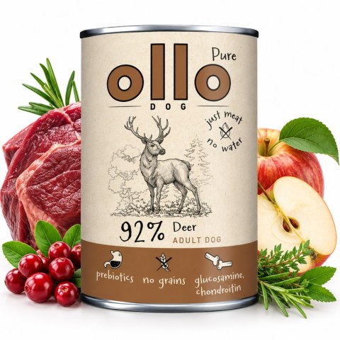 ZESTAW Ollo Pure Jeleń 8X400g monobiałkowa karma dla psa bezzbożowa