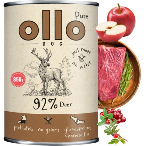 ZESTAW Ollo puszka pies Pure Jeleń 6X850 g monobiałkowa karma mokra