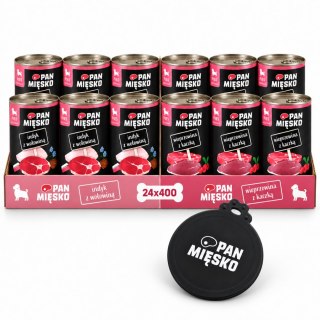ZESTAW Pan Mięsko Karma Mokra dla Szczeniąt 12x400g + POKRYWKA