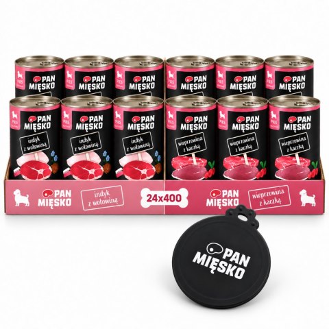 ZESTAW Pan Mięsko Karma Mokra dla Szczeniąt 12x400g + POKRYWKA