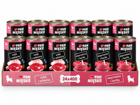 ZESTAW Pan Mięsko Karma Mokra dla Szczeniąt 12x400g + POKRYWKA