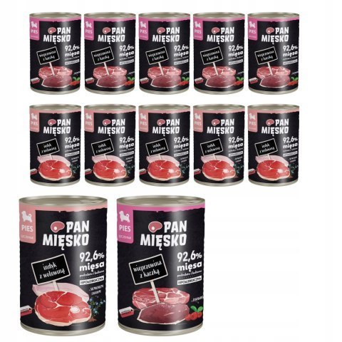 ZESTAW Pan Mięsko Karma Mokra dla Szczeniąt 12x400g + POKRYWKA
