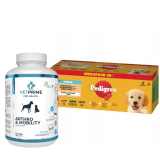 ZESTAW Pedigree Szczeniak Junior 40x100g + SUPLEMENT NA STAWY VETPRIME