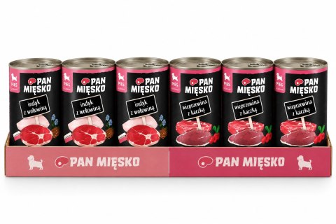 ZESTAW dla szczeniąt Pan Mięsko MIX SMAKÓW 6X400 + pokrywka