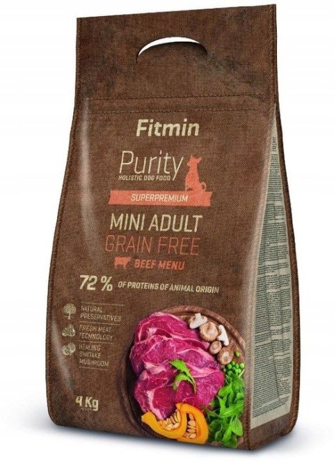 Zestaw Fitmin PURITY Adult Mini Beef 4KG karma półmiękka dla małych ras