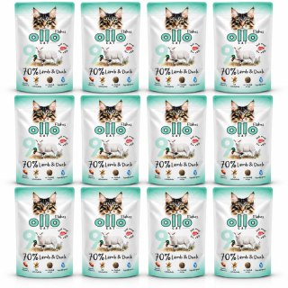 Zestaw OLLO CAT Jagnięcina i Kaczka 12x85 g Nr 9 - Mokra Karma dla Kota 70% Mięsa