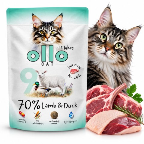 Zestaw OLLO CAT Jagnięcina i Kaczka 12x85 g Nr 9 - Mokra Karma dla Kota 70% Mięsa