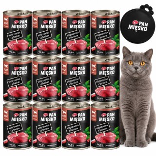 Zestaw PAN MIĘSKO kot Wieprzowina z Jeleniem puszki dla kota 12X400g wieczko