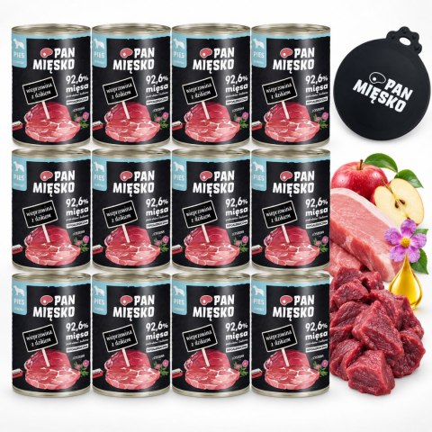 Zestaw Pan Mięsko Wieprzowina z dzikiem 12x400 + WIECZKO NA PUSZKĘ