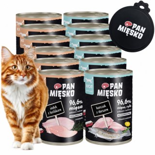 Zestaw Pan Mięsko dla kota 12x400 mokra karma MIX SMAKÓW + wieczko