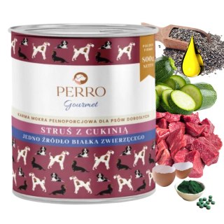 Zestaw Perro Gourmette Struś Cukinia 6x800g karma mokra dla psa monobiałkowa