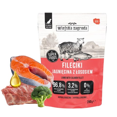 Zestaw - Wiejska Zagroda Fileciki Jagnięcina Łosoś Jeleń 280g Karma dla Psa