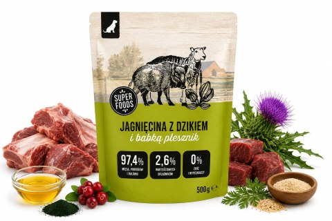 Zestaw Wiejska Zagroda Jagnięcina z Dzikiem Karma Mokra dla Psa 6x500g