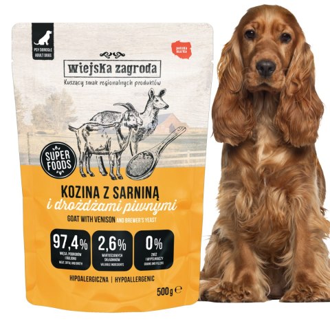 Zestaw Wiejska Zagroda Kozina z Sarniną Karma Mokra dla Psa Saszetka 6x500g