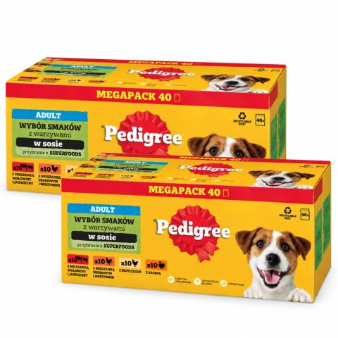 2 BOXY Pedigree Adult Mix Wybór Smaków Mokra Karma dla Psa w Sosie 80x100g
