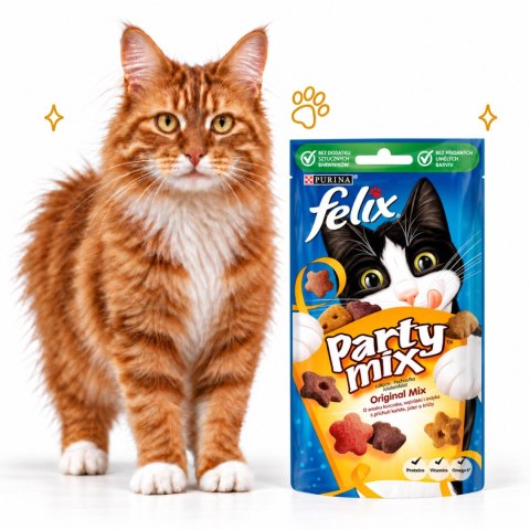 FELIX Party Mix Original Przekąski o smaku kurczaka wątróbki i indyka 60 g